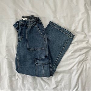 Dark Wash Cropped Jeans W/ Pockets